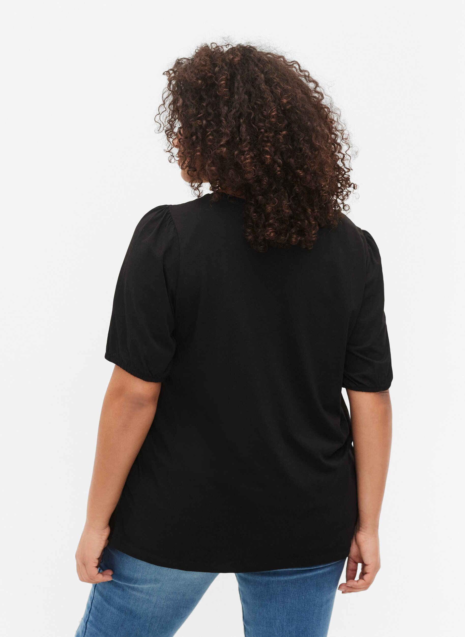 ZizziT-Shirt aus Baumwolle mit 2/4-&Auml;rmeln, Black, Model image number 1