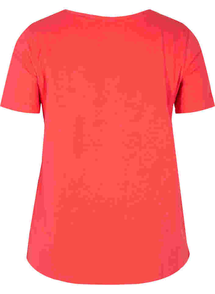 Einfarbiges basic T-Shirt aus Baumwolle, Hibiscus, Packshot image number 1
