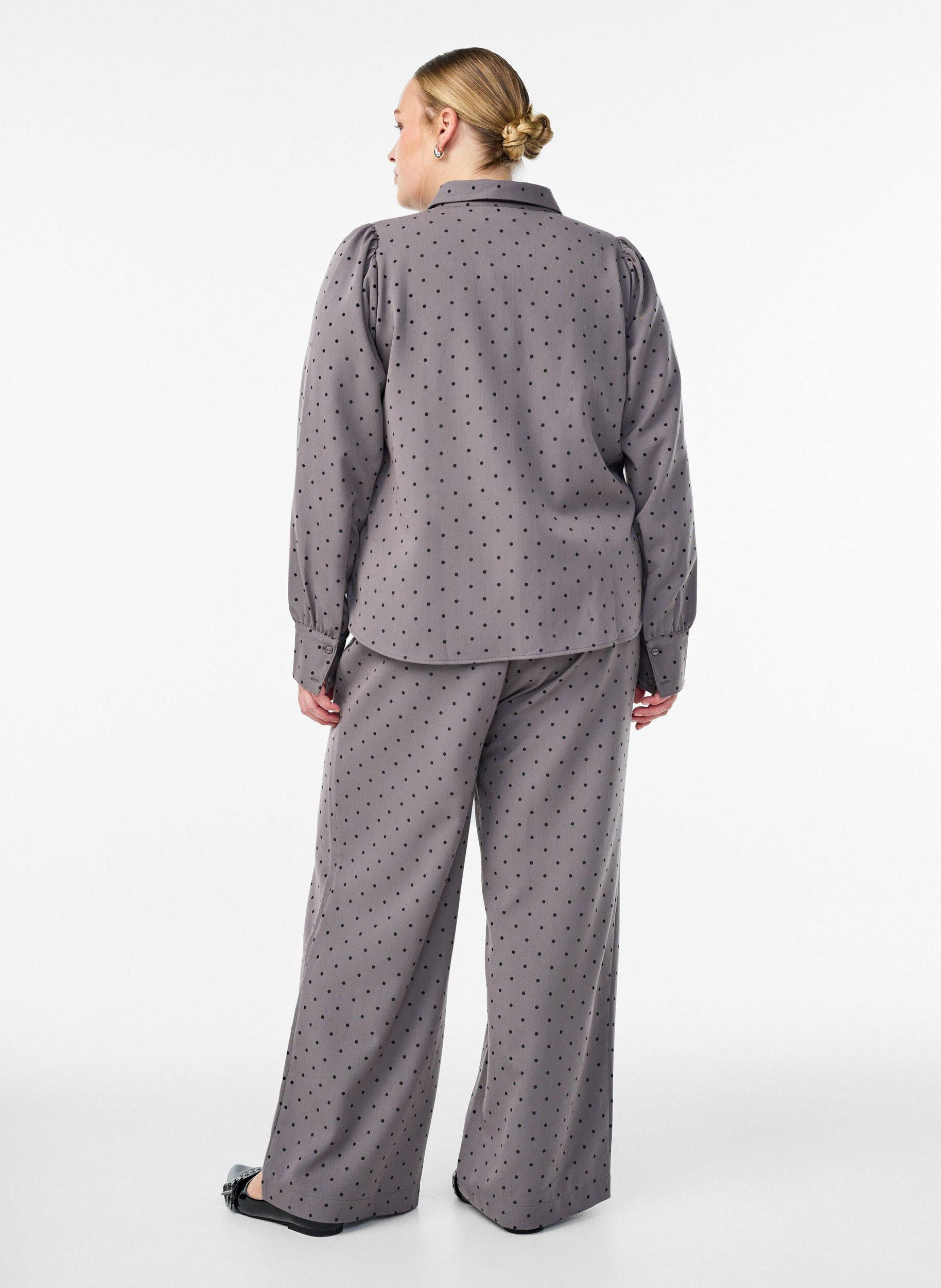 ZizziWide-Leg-Hose mit hoher Taille, Grau, Model image number 1