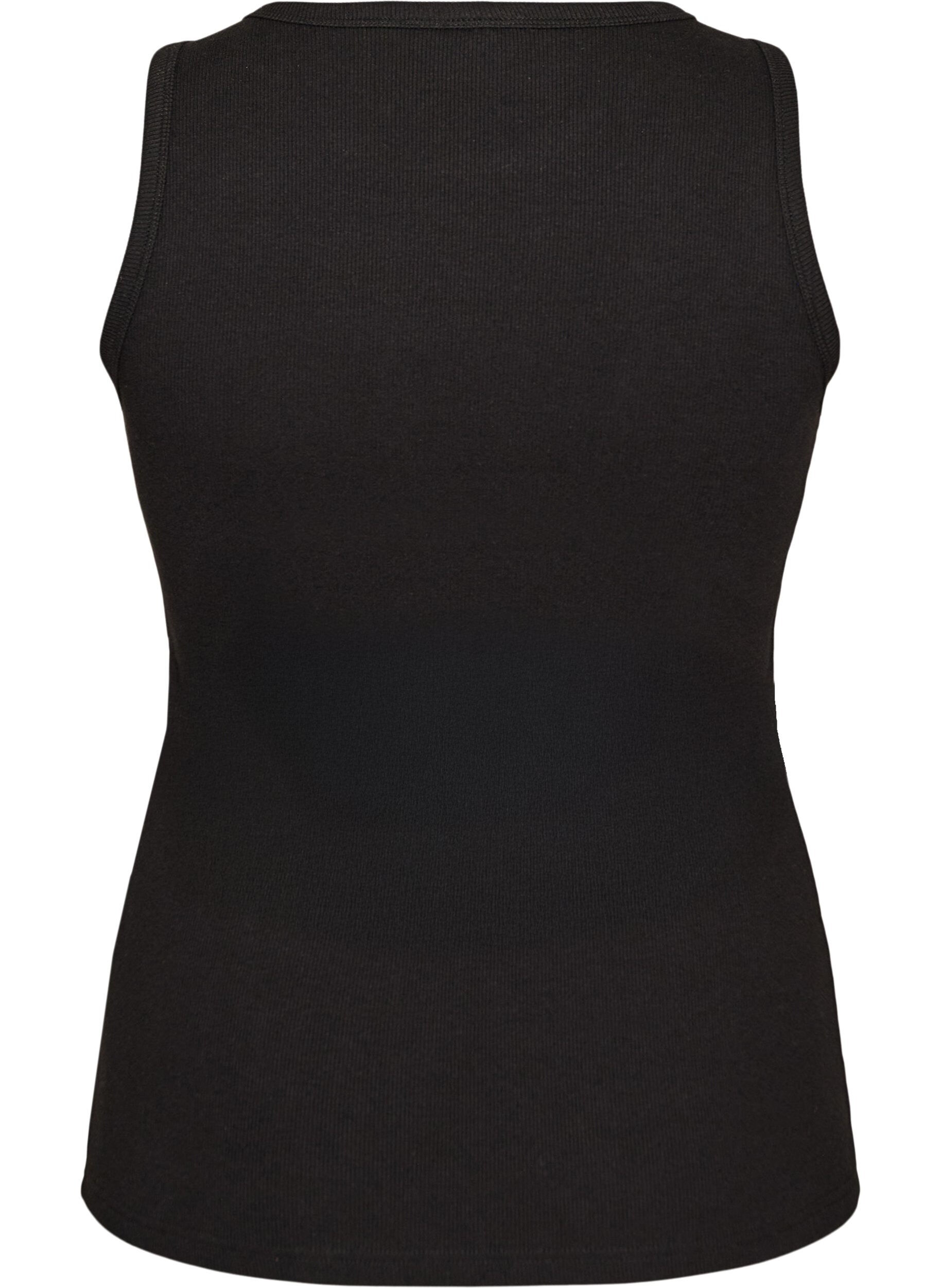 ZizziRipptop aus Baumwolle mit hohem Kragen, Schwarz, Packshot image number 1