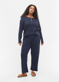 Pyjamahose aus Baumwolle mit Muster, Navy Blazer, Model