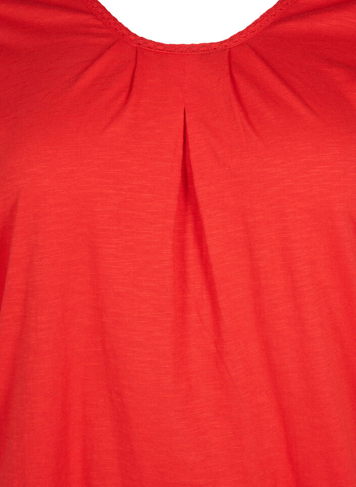 Baumwollbluse mit 3/4 &Auml;rmeln, Fiery Red, Packshot image number 2