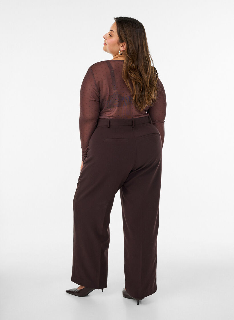 Bluse aus Mesh mit Print, Braun, Model image number 2
