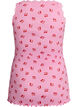 Oberteil mit Aufdruck und Spitzenborte, Pink, Packshot image number 1