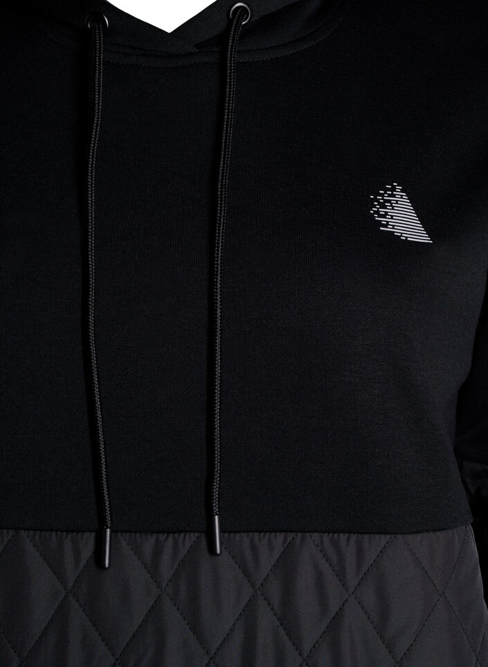 Kapuzensweatshirt mit Steppung, Black, Packshot image number 2