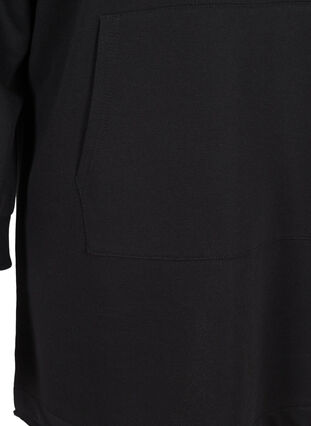 Langes Sweatshirt mit Kapuze und großer Tasche, Black, Packshot image number 3
