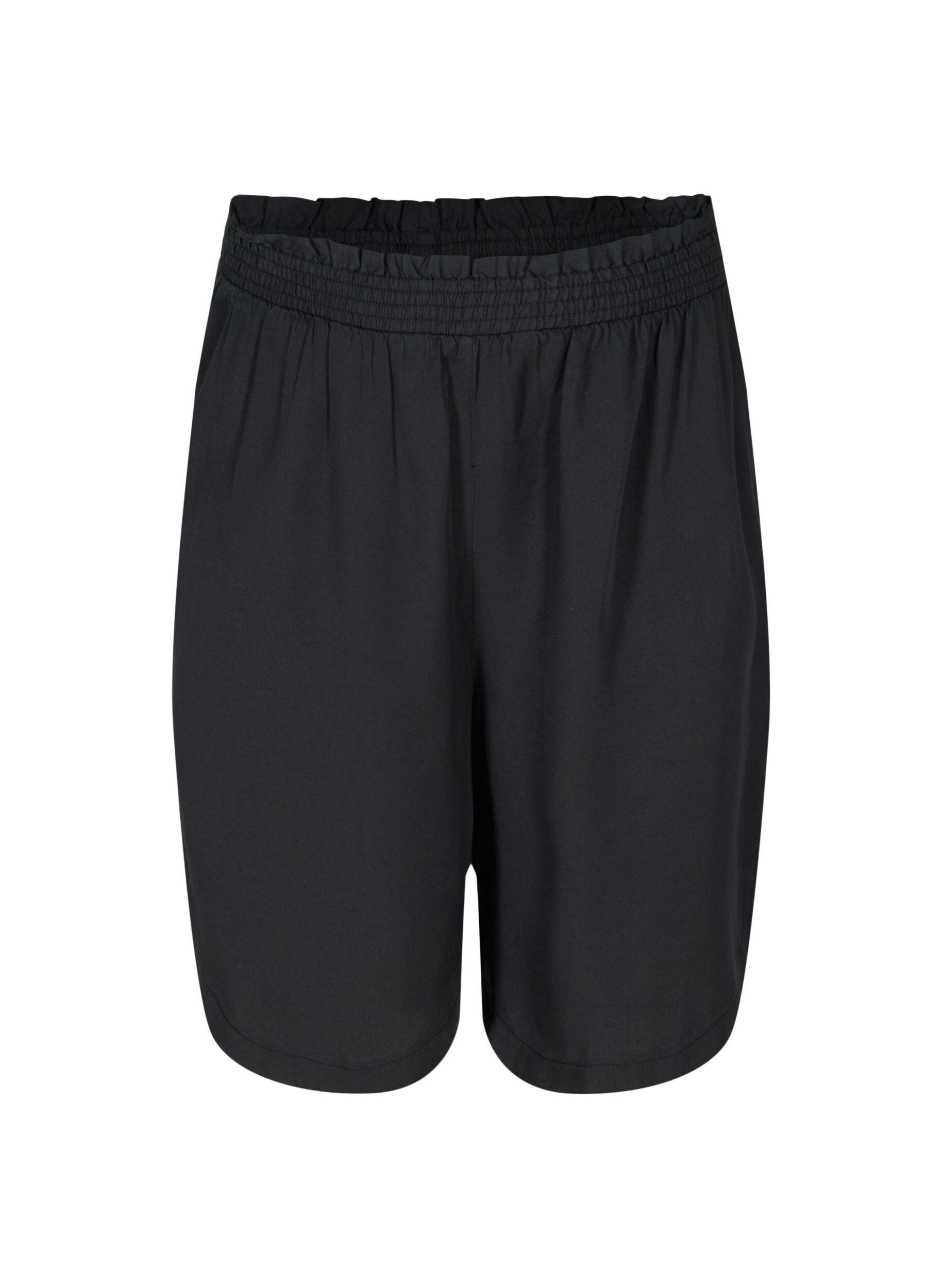 ZizziLockere Bermudashorts mit Smock, Black, Packshot image number 0