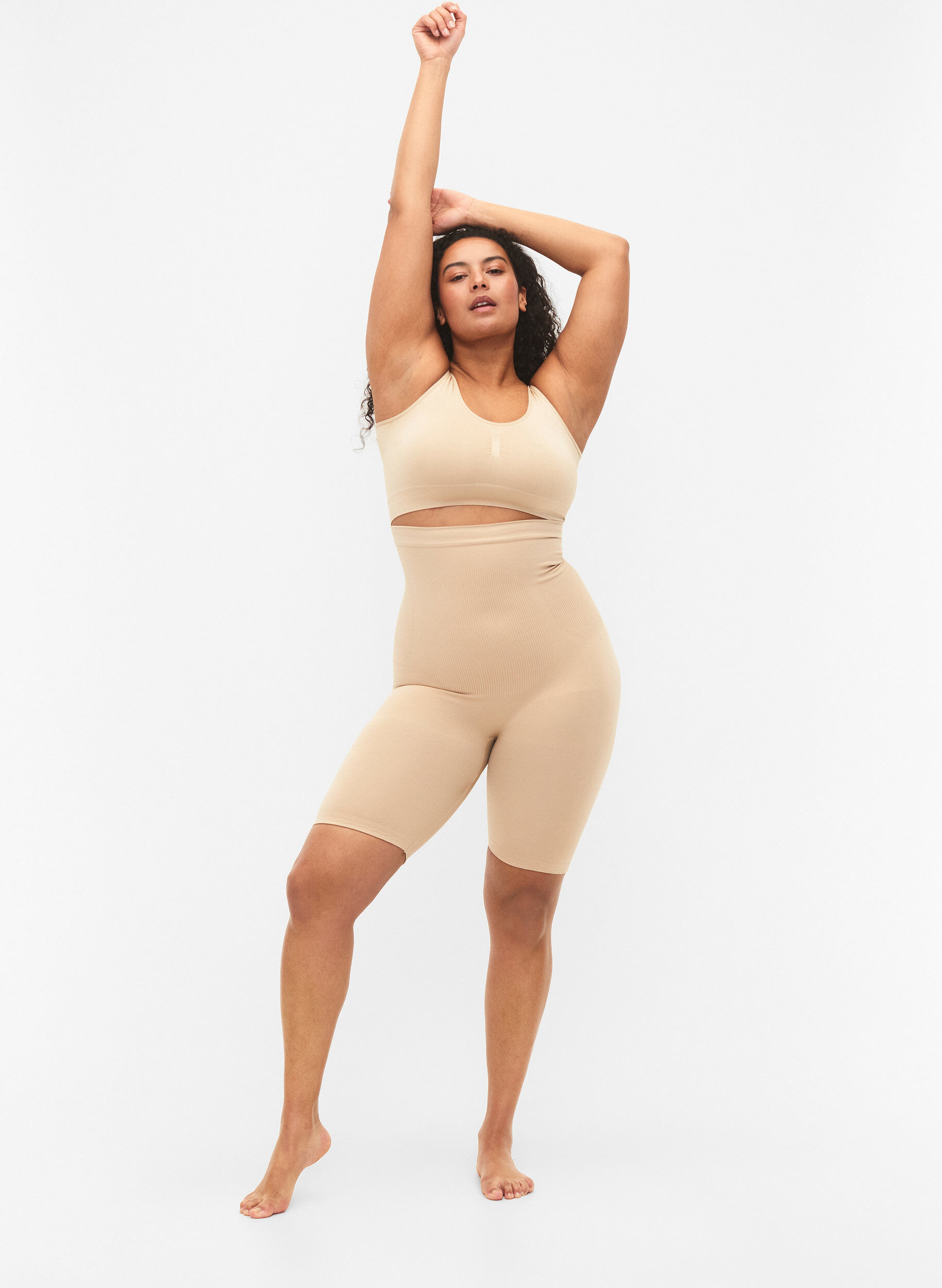 ZizziHochtaillierte Shapewear Shorts, Beige, Model image number 1