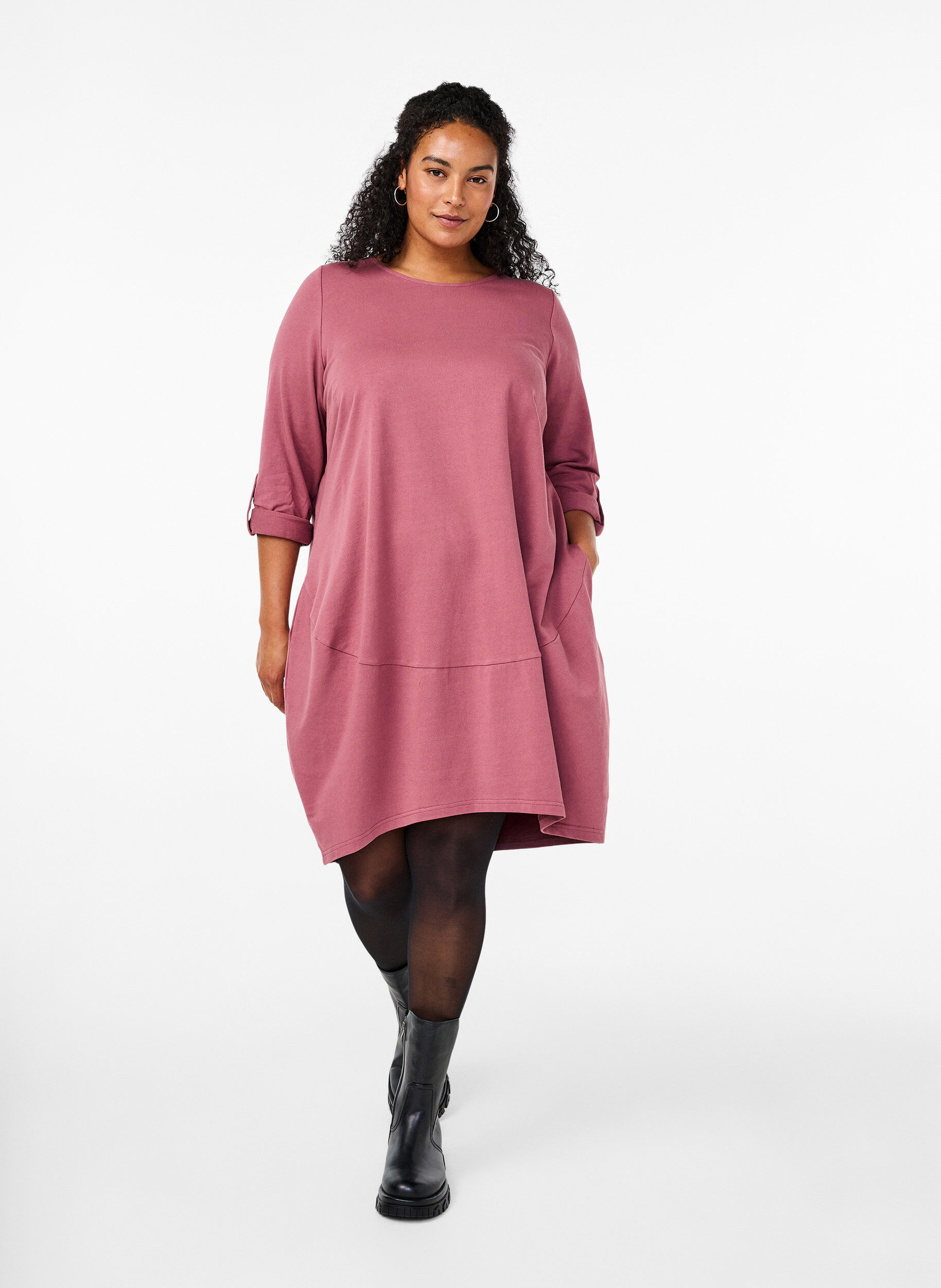 ZizziBallonkleid aus Baumwolle mit Taschen, Rot, Model image number 1