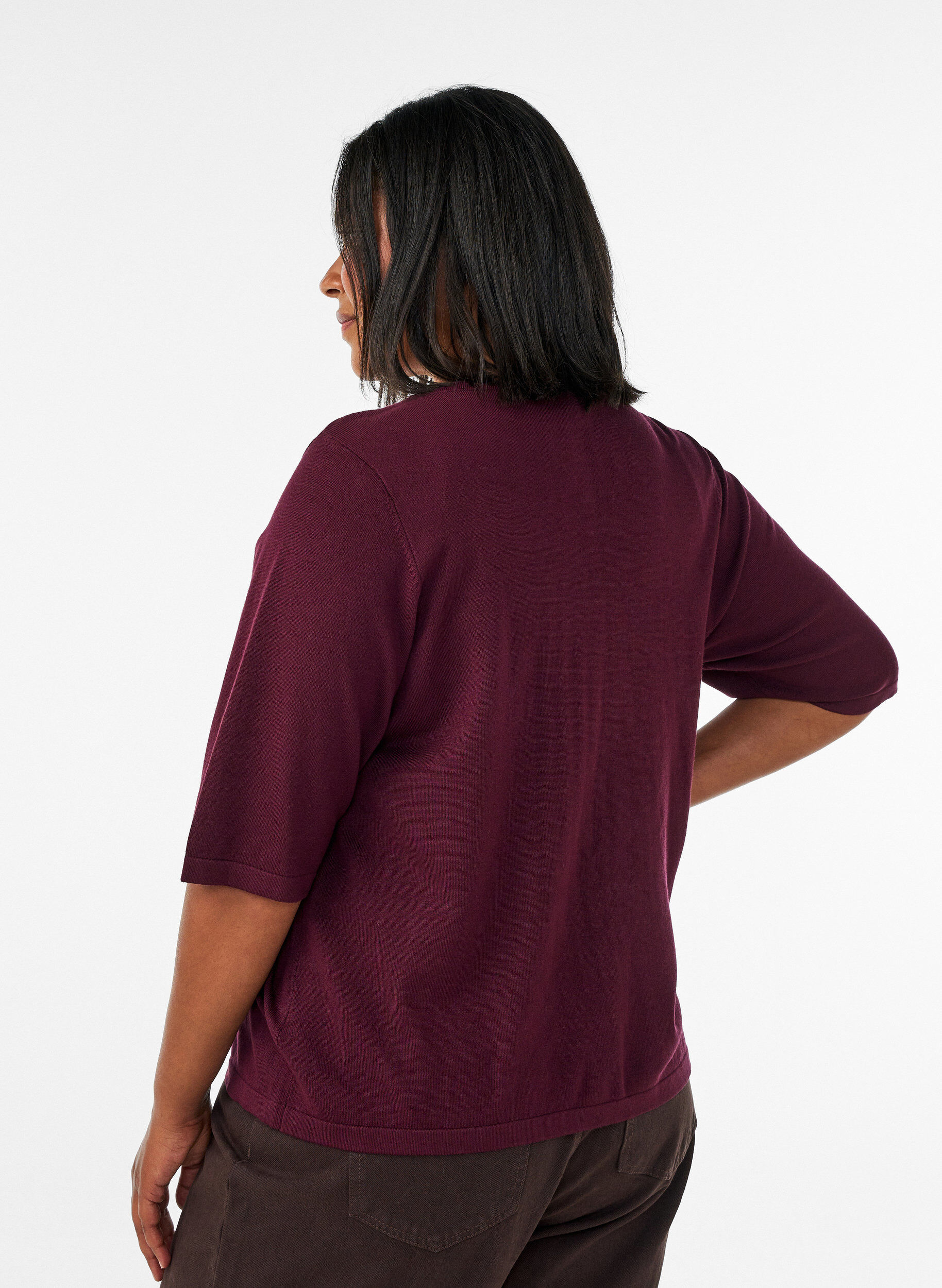 ZizziStrickjacke mit Herzkn&ouml;pfen und kurzen &Auml;rmeln, Rot, Model image number 2