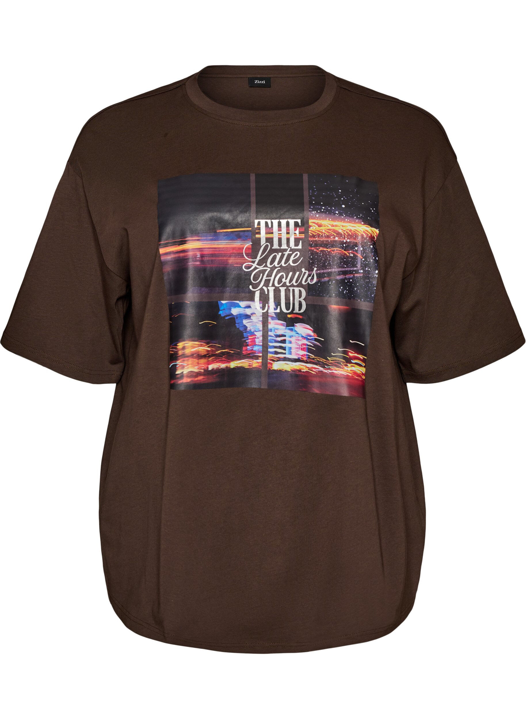 ZizziOversized T-Shirt mit gro&szlig;em Fotoprint, Braun, Packshot image number 0