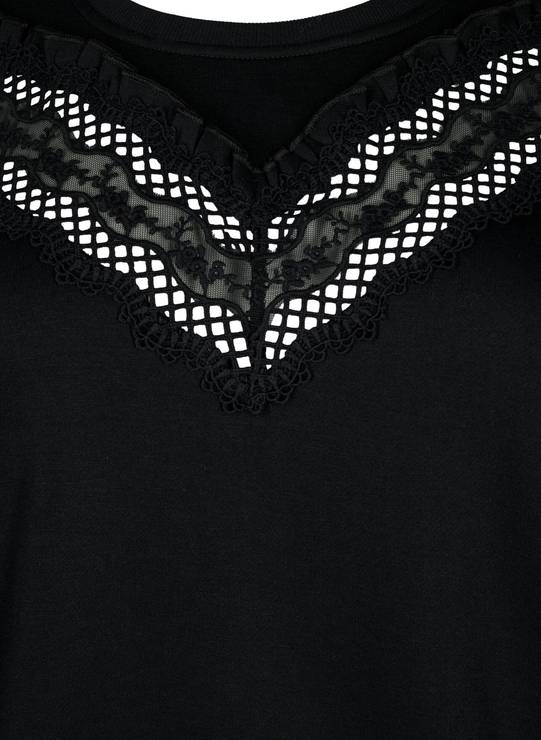 ZizziSweatshirt mit R&uuml;schen und H&auml;keldetail, Black, Packshot image number 2