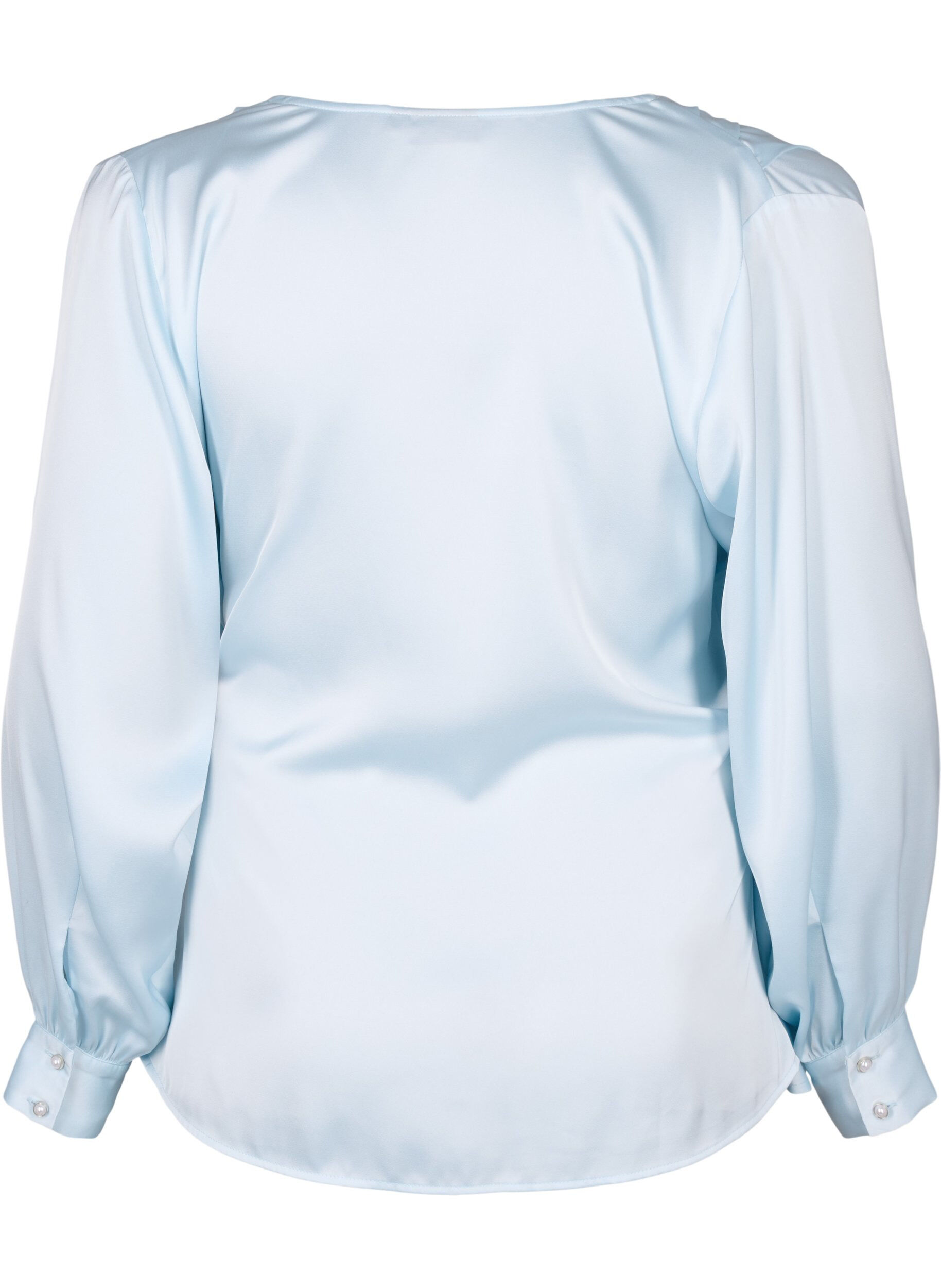 Zizzi Partybluse aus Satin in Wickeloptik, Delicate Blue, Packshot image number 1