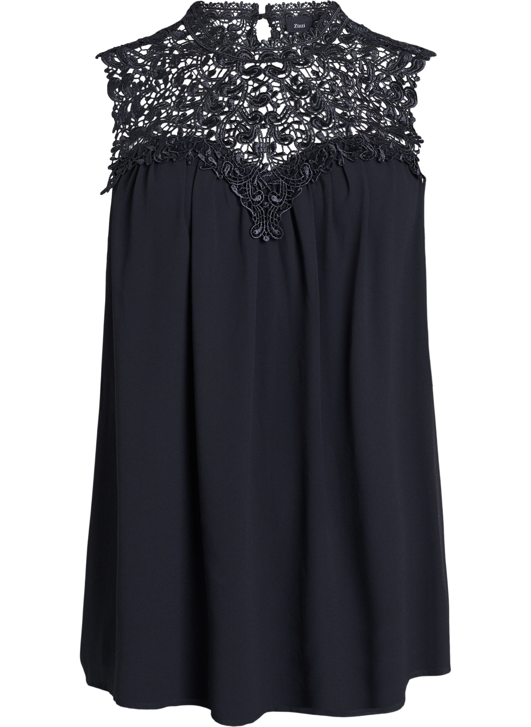 &Auml;rmelloses Party-Top mit H&auml;kelarbeit