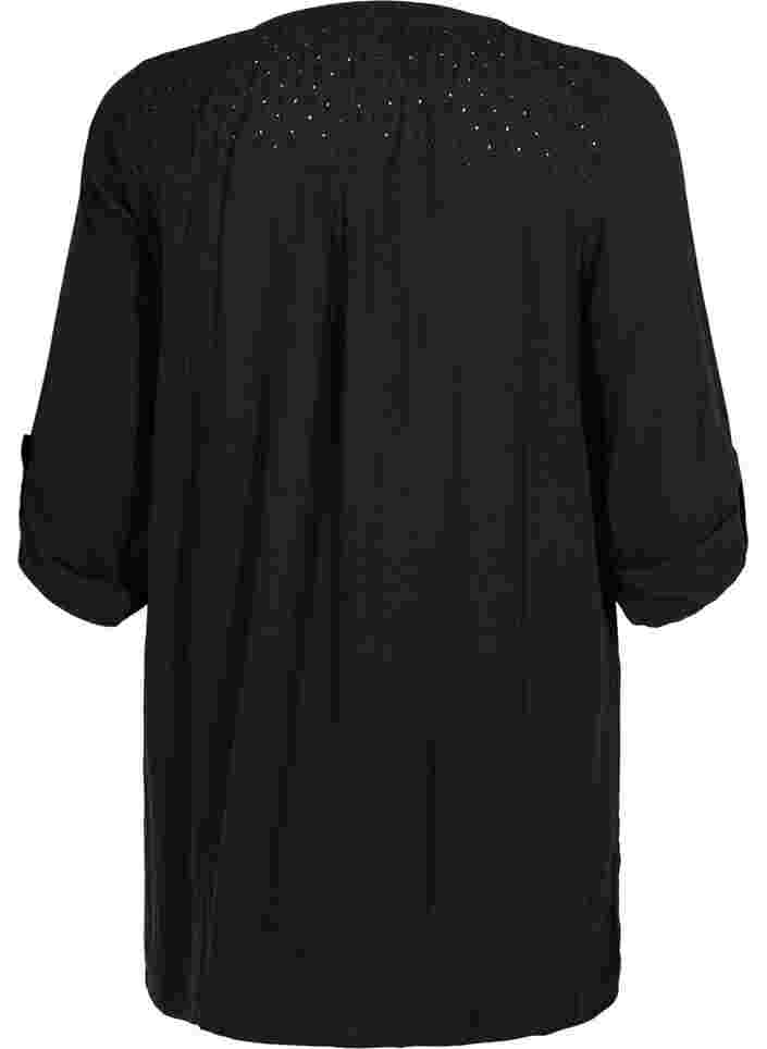Tunika aus Baumwolle mit Anglais-Stickerei, Black, Packshot image number 1