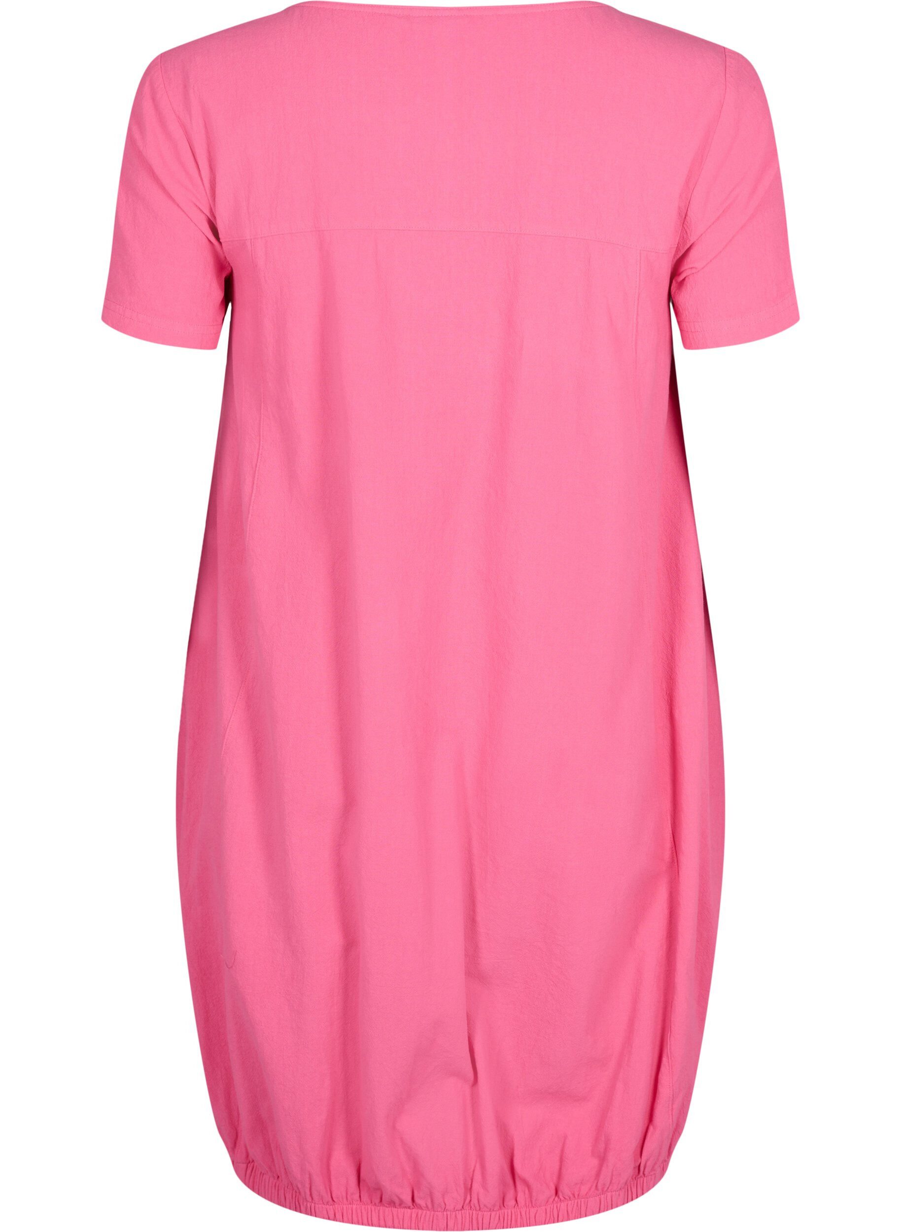 ZizziBaumwollkleid mit kurzen &Auml;rmeln, Pink, Packshot image number 1