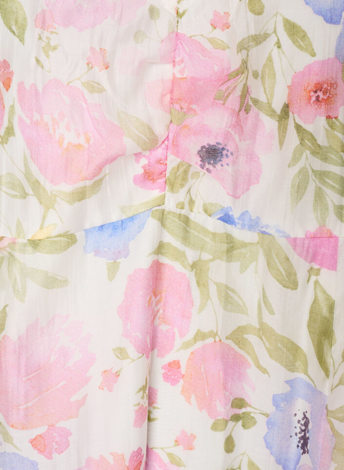 Gebl&uuml;mtes Empire-Kleid mit weitem V-Ausschnitt, Wei&szlig;, Packshot image number 2