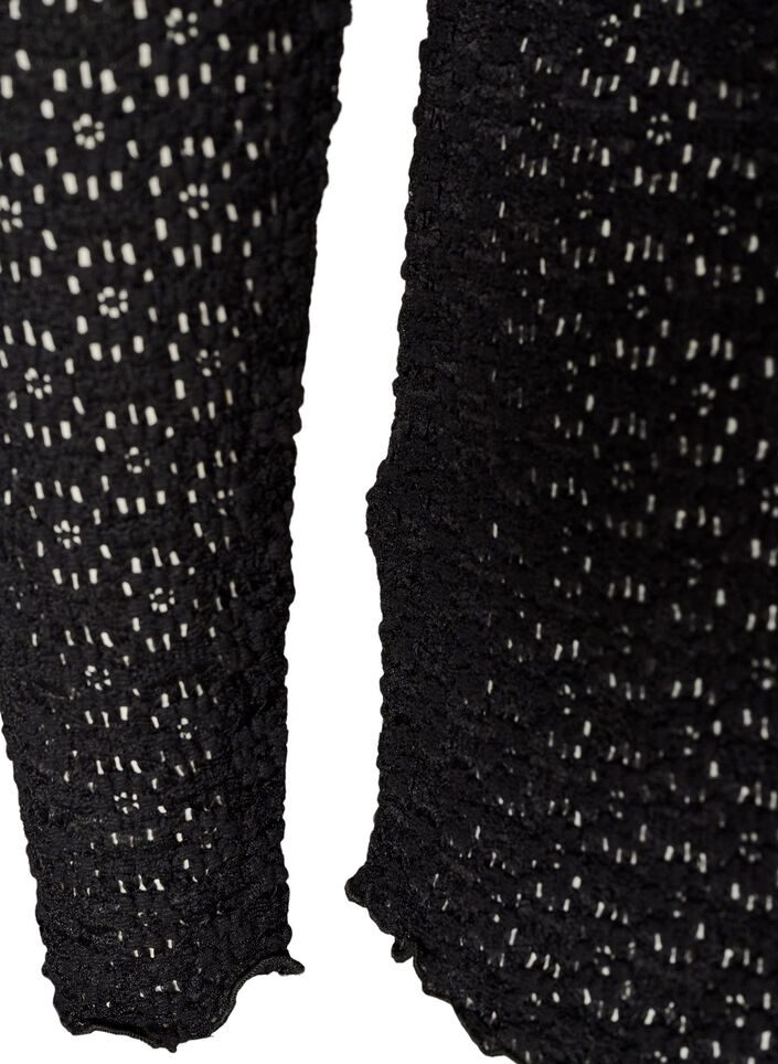 Bluse mit Lochmuster und langen &Auml;rmeln, Schwarz, Packshot image number 3