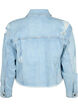 Kurze Denim-Jacke mit Details in Used-Optik, Light Blue Denim, Packshot image number 1