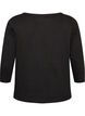 Basic-T-Shirt mit U-Boot-Ausschnitt und 3/4-&Auml;rmeln, Schwarz, Packshot image number 1