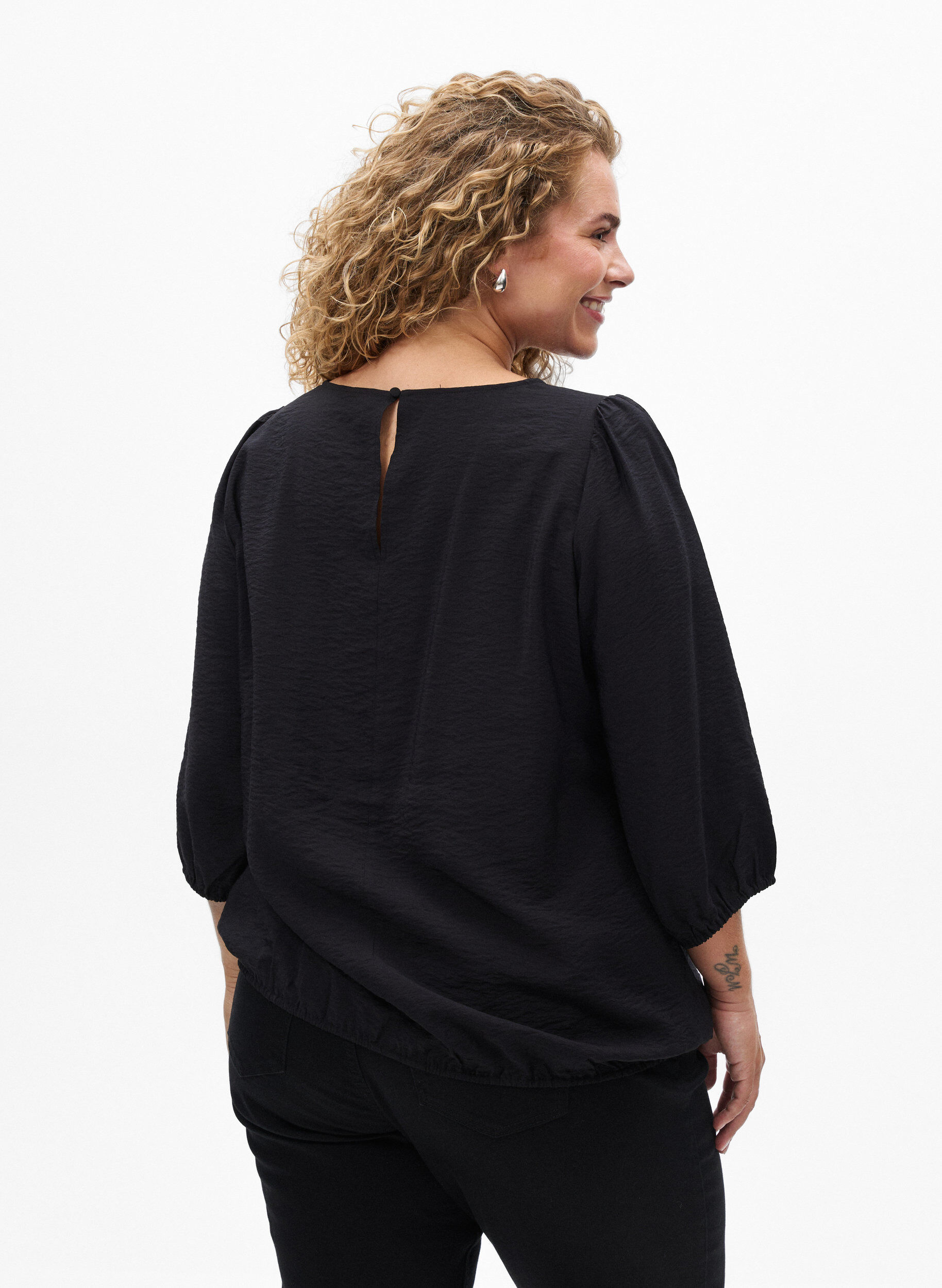 ZizziBluse aus Spitze mit 3/4-&Auml;rmeln, Schwarz, Model image number 2