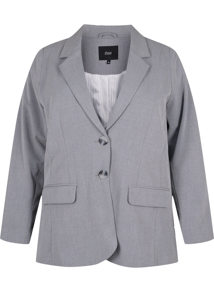 Schlichter Blazer mit Taschen, Medium Grey Melange, Packshot image number 0