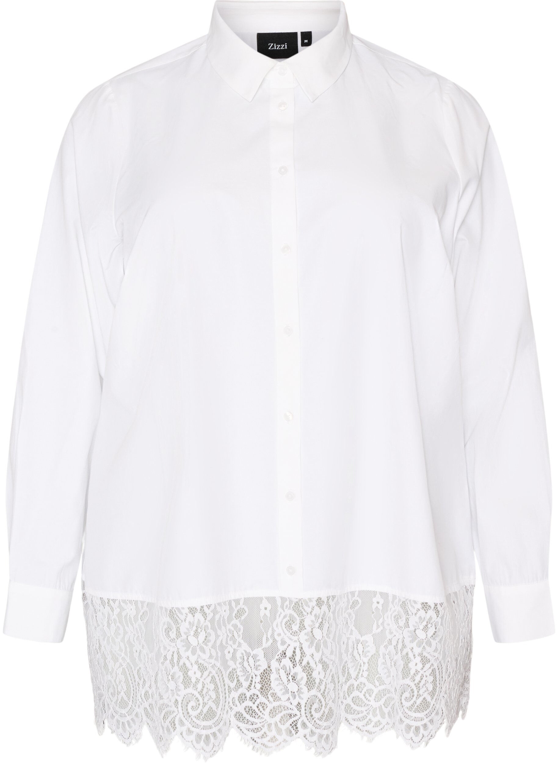 ZizziLockere Bluse mit breiter Spitze, Wei&szlig;, Packshot image number 0