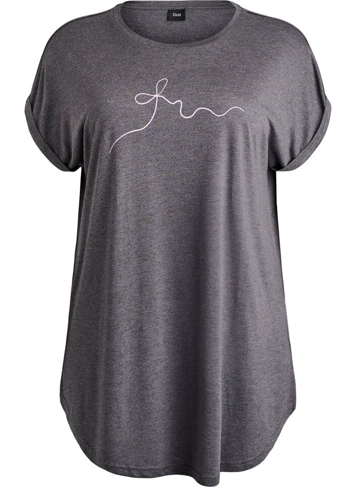 Kurzarm-Nachthemd mit Textaufdruck, Schwarz, Packshot image number 0