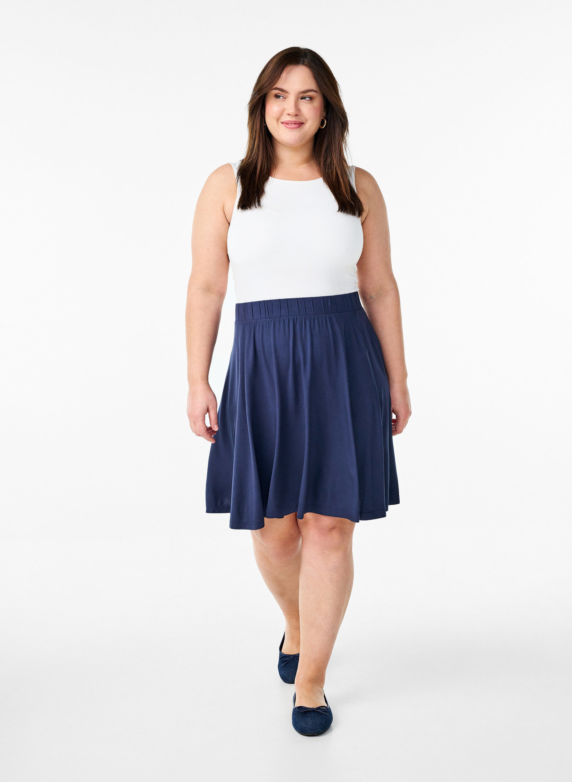 ZizziLockerer Rock aus Viskose, Blau, Model image number 1