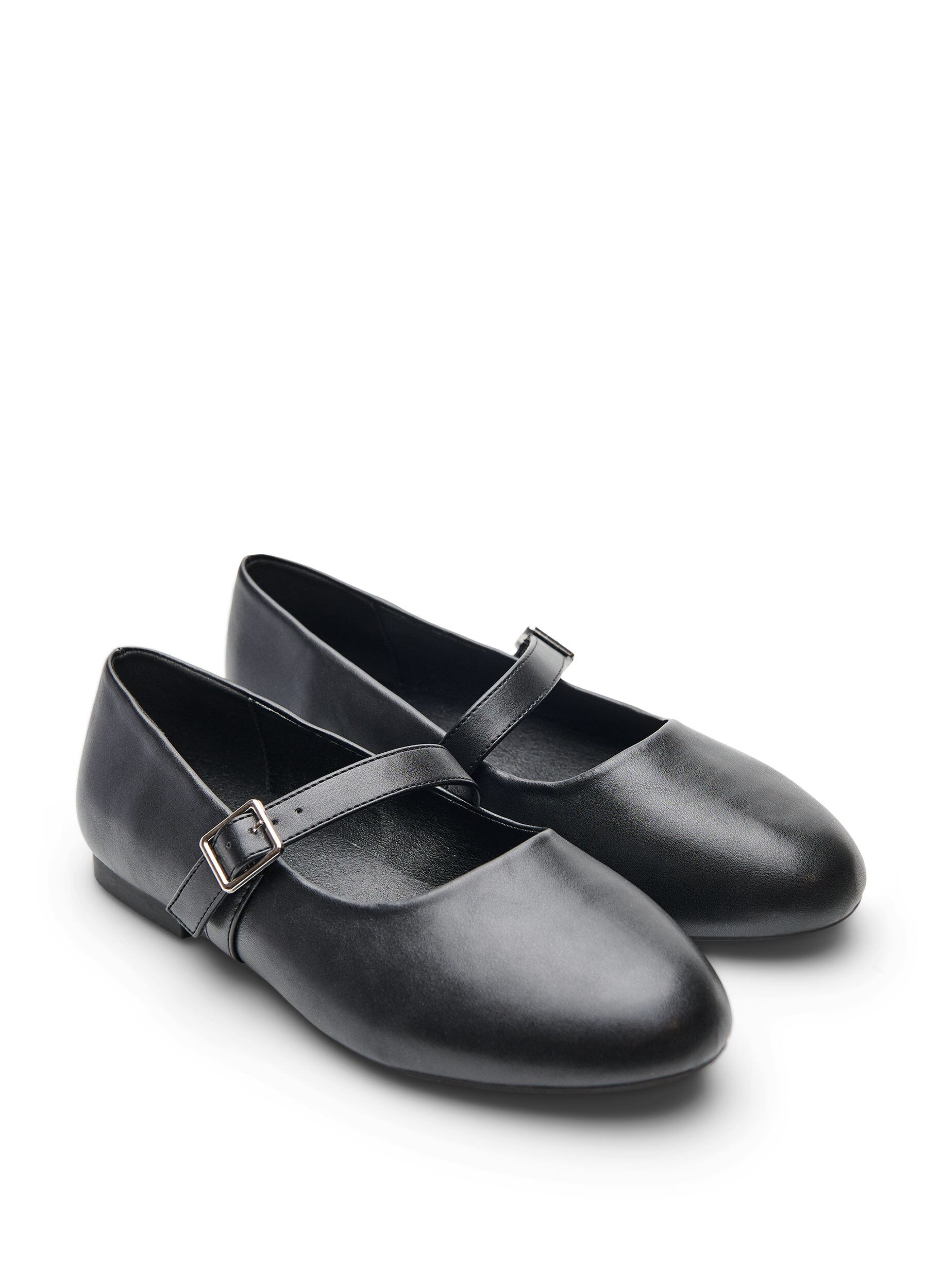 ZizziBallerina aus Kunstleder mit Riemchen, Schwarz, Packshot image number 1