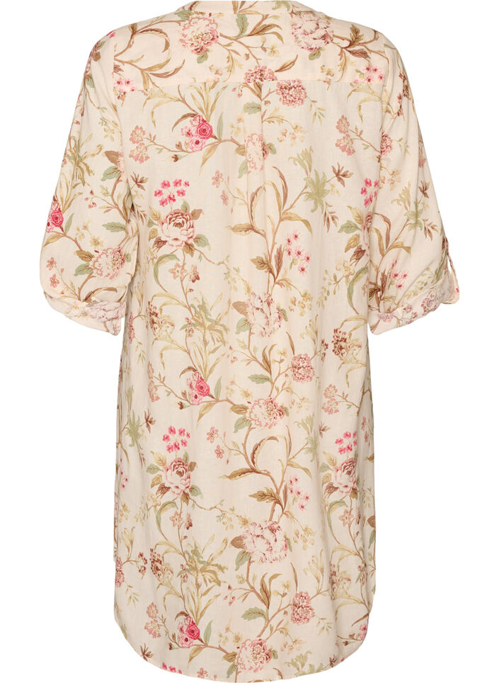 Lange Bluse aus Leinen und Viskose, Vanille, Packshot image number 1