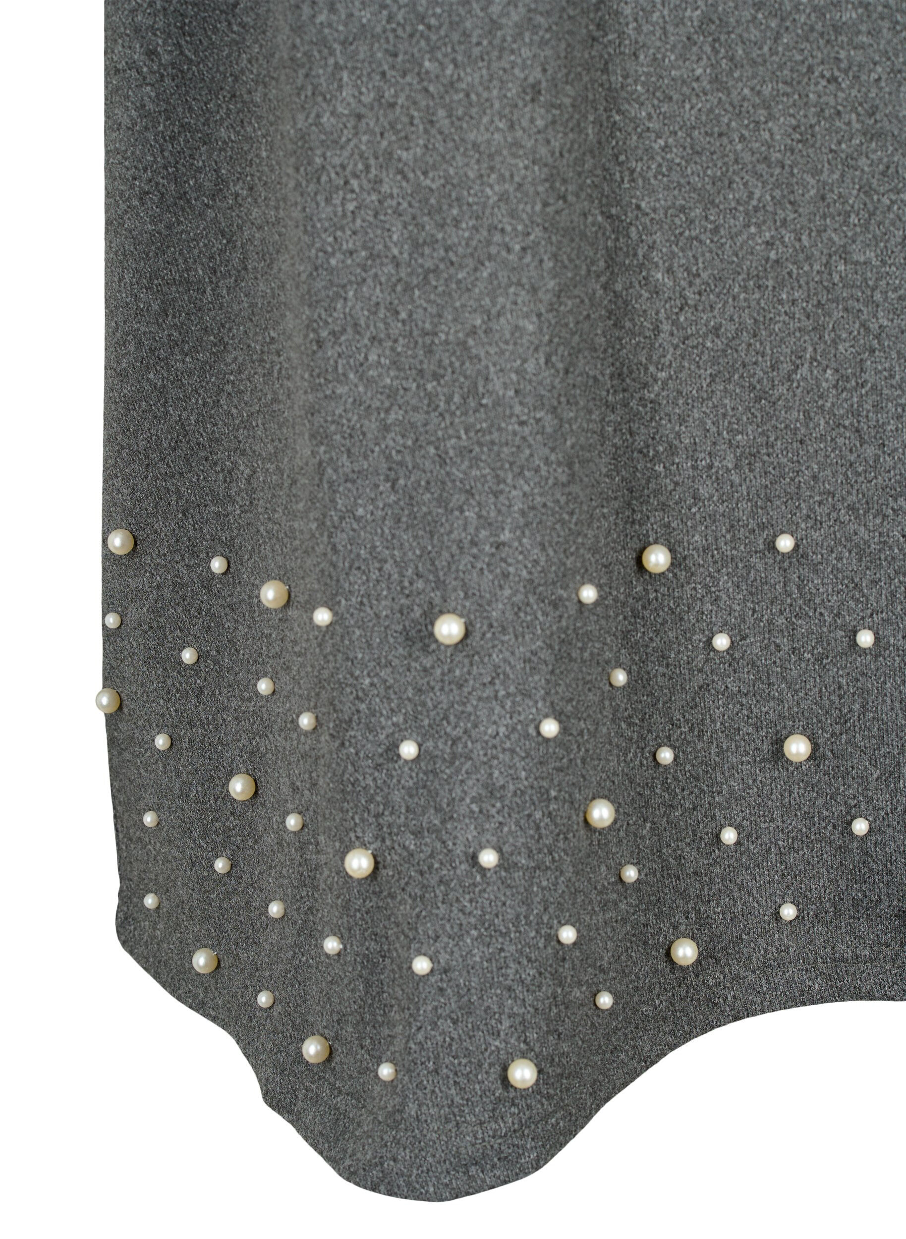 ZizziBluse mit Perlen und 3/4 &Auml;rmeln, Dark Grey Melange, Packshot image number 3