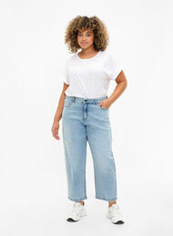 Gekürzte Vera-Jeans mit Destroyed-Details	, Blue Denim, Model