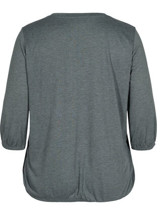 Einfarbige Bluse mit 3/4-Ärmel, Thyme Mel, Packshot image number 1