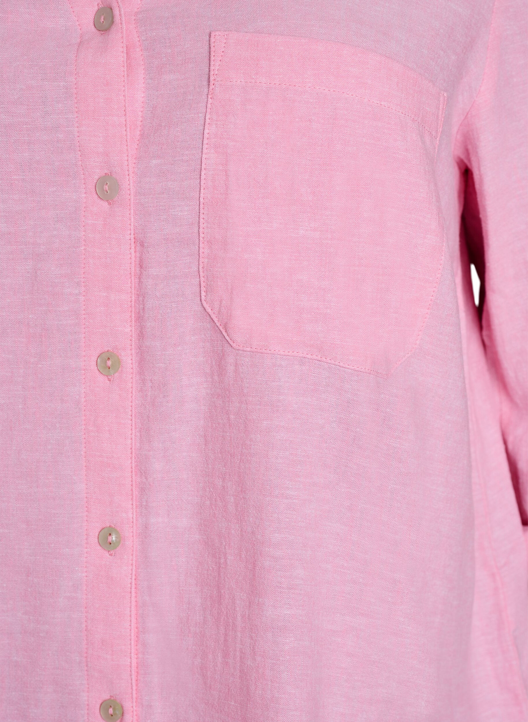 ZizziBluse aus Leinen und Viskose mit 3/4-&Auml;rmeln, Pink, Packshot image number 2