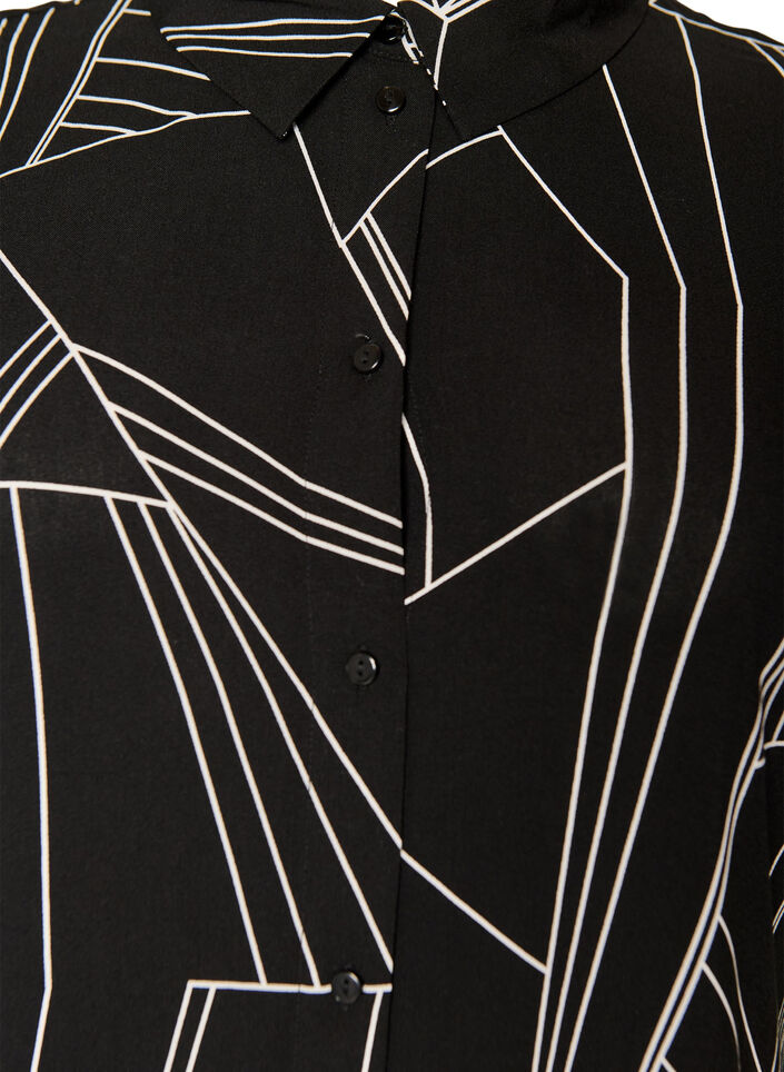 Locker geschnittenes langes Hemd aus Viskose, Schwarz, Packshot image number 2