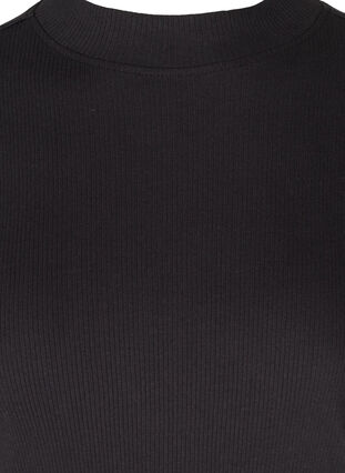 Baumwollbluse aus Ripp mit 2/4-Ärmeln, Black, Packshot image number 2