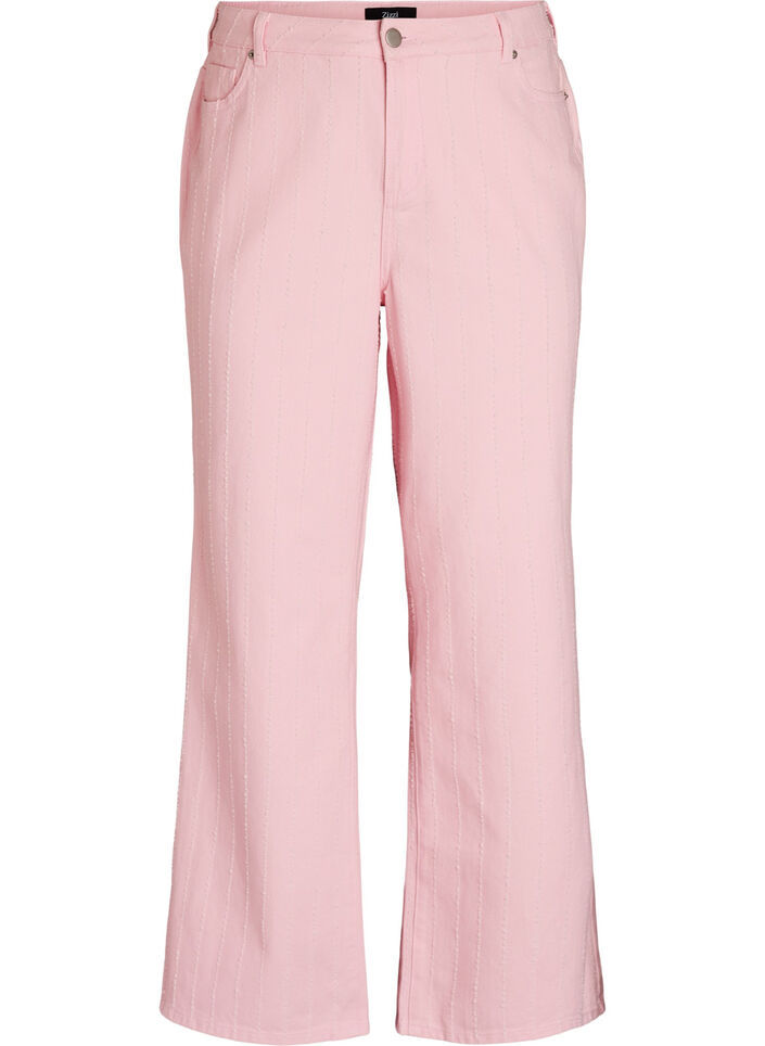 Myra Jeans aus farbigem Denim mit weiter Passform und strukturiertem Muster, Rot, Packshot image number 0