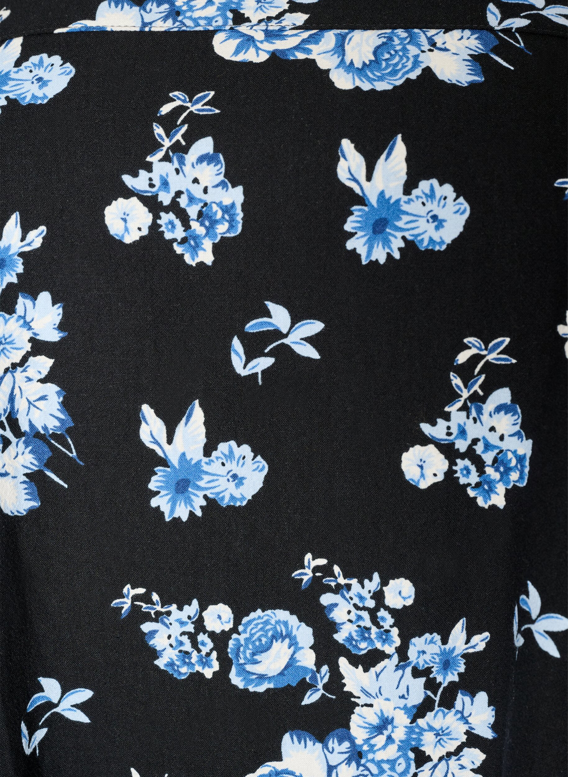 ZizziKurz&auml;rmliges Baumwollkleid mit Aufdruck, Schwarz, Packshot image number 2