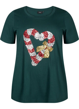 Weihnachts-T-Shirt mit Pailletten, Scarab W. Stock, Packshot image number 0