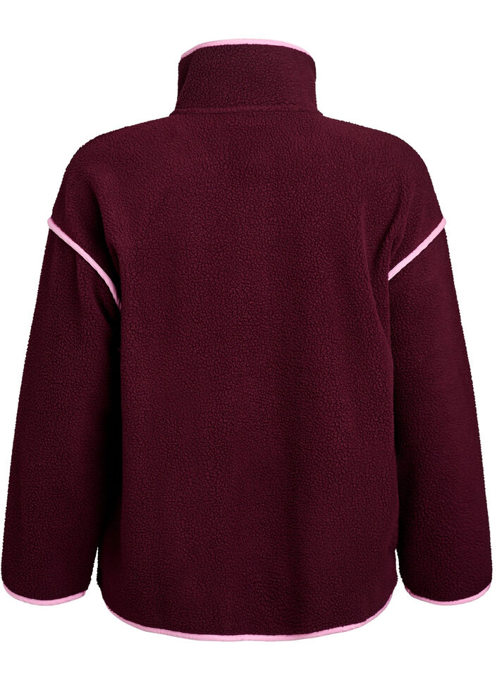 Teddy-Jacke mit Kontrastdetails, Rot, Packshot image number 1