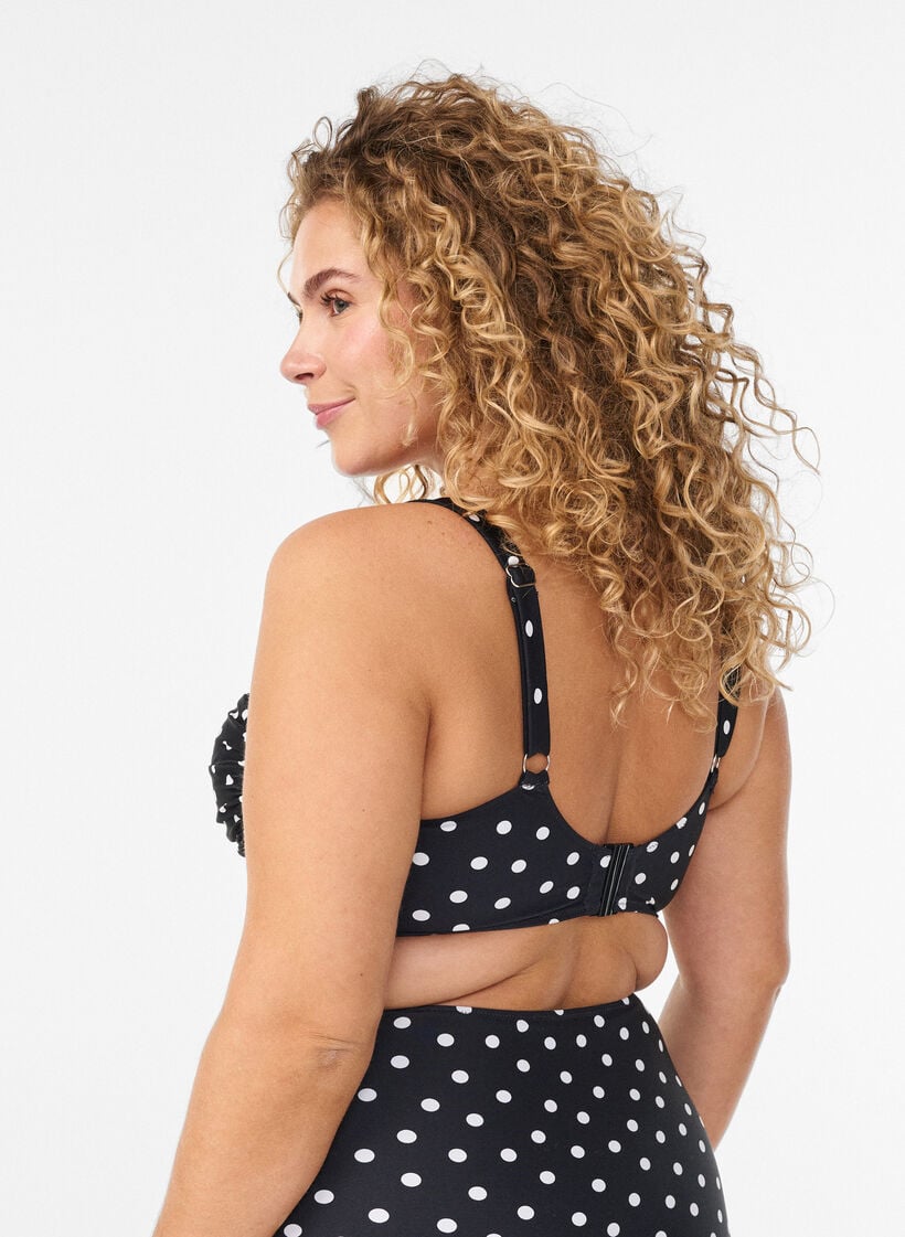 Wattierter Bikini-Oberteil mit Print, Schwarz, Model image number 1