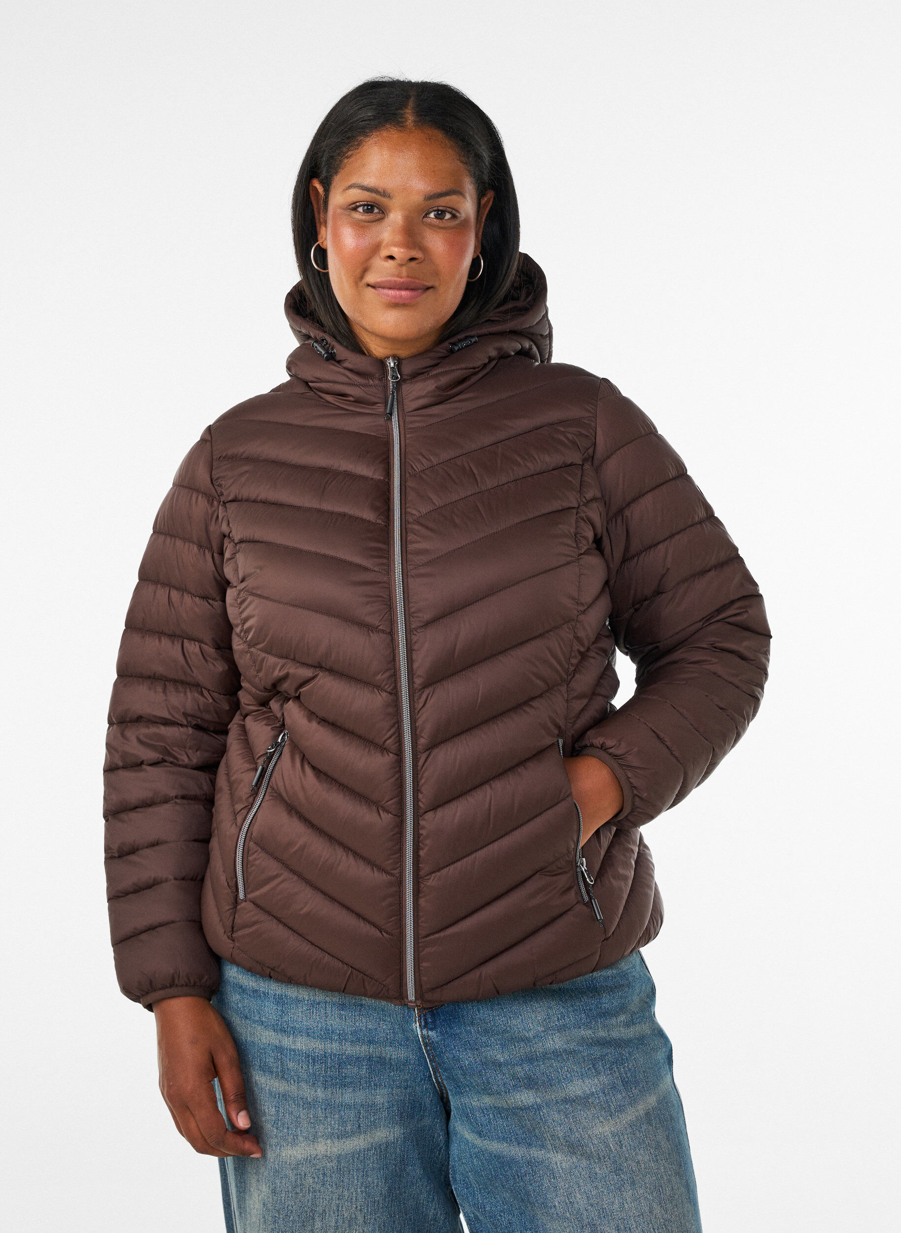 ZizziLeichte Kapuzenjacke, Braun, Model image number 0