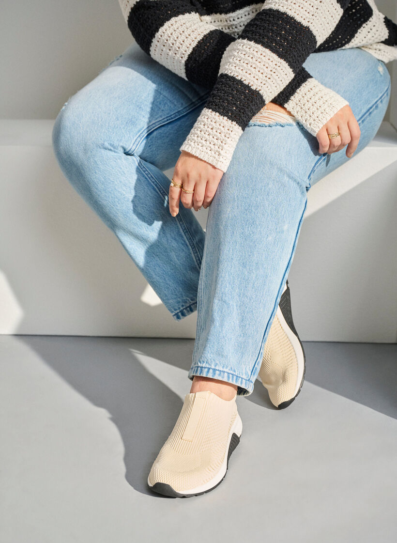 Sneakers aus dehnbarem Strickmaterial, Beige, Image image number 0