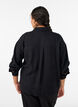 Lockere Bluse mit Struktur und V-Ausschnitt, Schwarz, Model image number 2