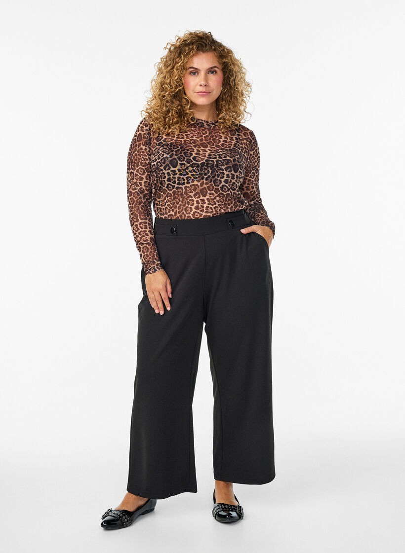 Lockere Hose mit Taschen, Schwarz, Model image number 0
