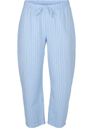Lockere, gestreifte Schlafanzughose aus Baumwolle, Chambray Blue Stripe, Packshot image number 0
