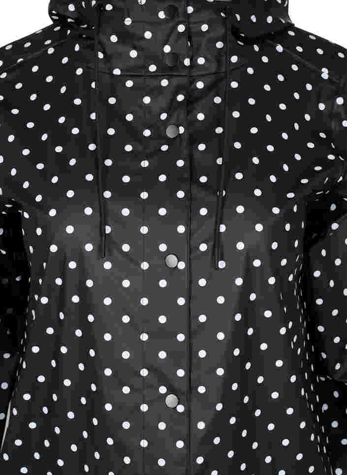 Regenjacke mit Punktmuster und Kapuze, Black W/White Dot, Packshot image number 2