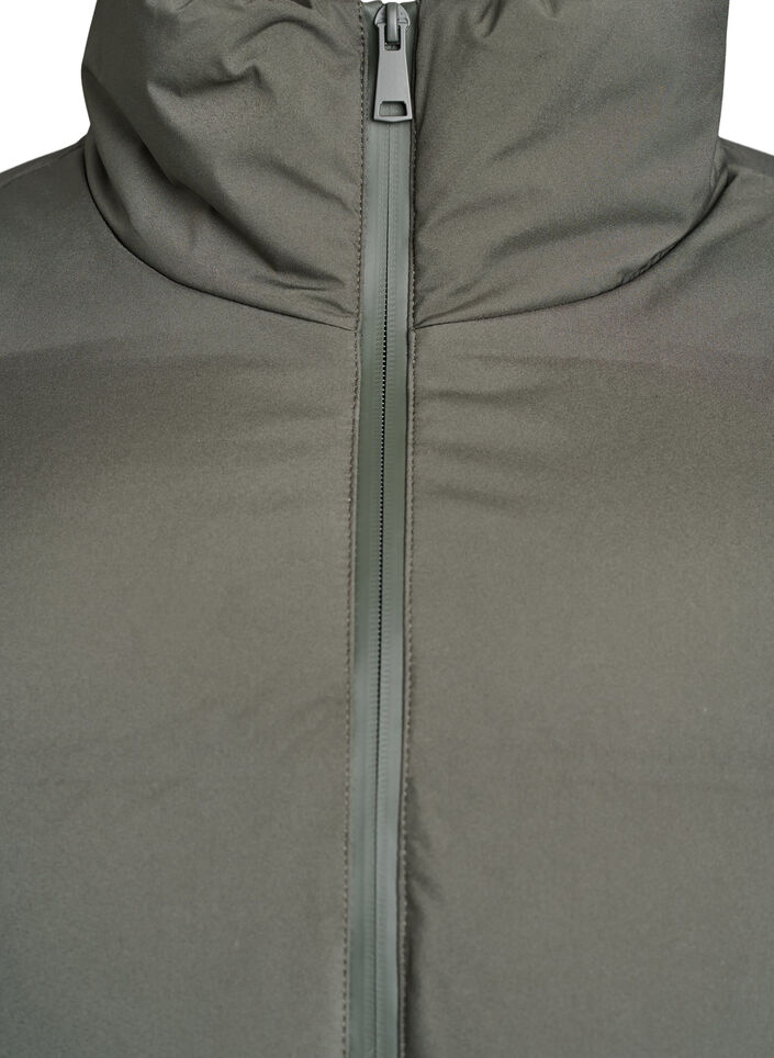Mittellange Pufferjacke mit verstellbarer Taille, Grau, Packshot image number 2
