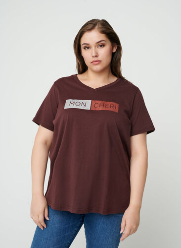 Kurzarm T-Shirt aus Baumwolle, Fudge, Model image number 0